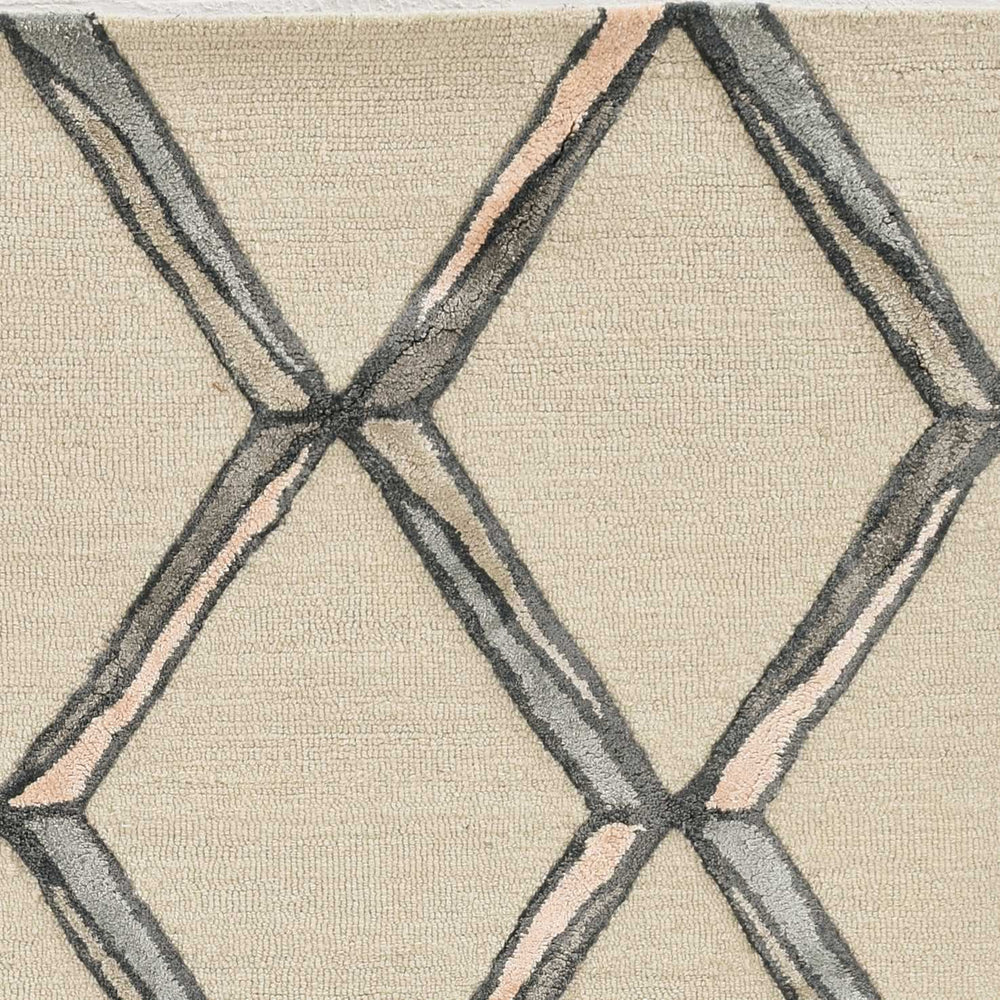 115' Cream Wool Geometric Hand Tufted Area Rug - Homeroots - Flyclothing LLC