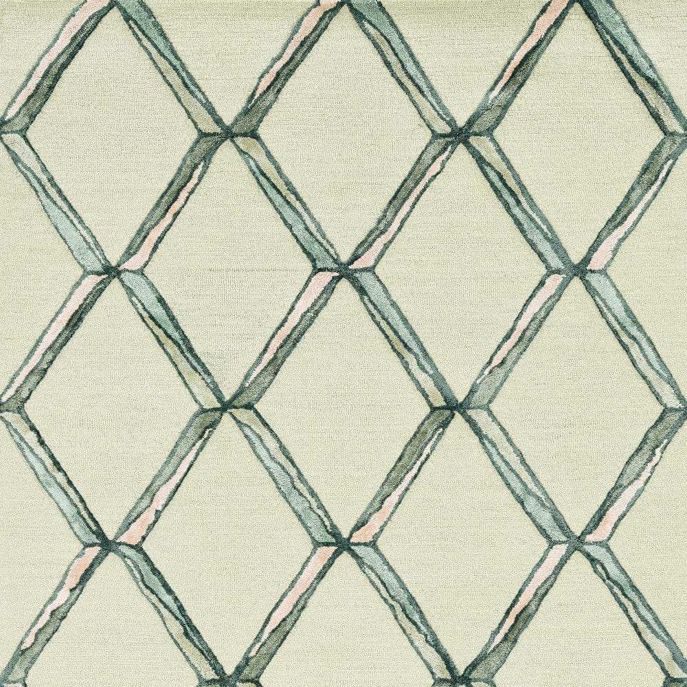 115' Cream Wool Geometric Hand Tufted Area Rug - Homeroots - Flyclothing LLC