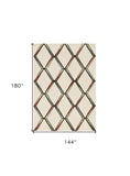 115' Beige Rust and Gold Wool Geometric Hand Tufted Area Rug - Homeroots - Flyclothing LLC