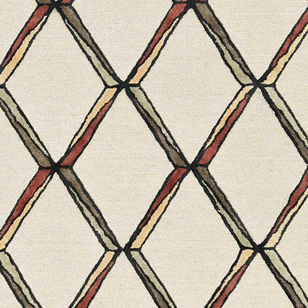 115' Beige Rust and Gold Wool Geometric Hand Tufted Area Rug - Homeroots - Flyclothing LLC
