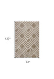 8' X 11' Beige Geometric Indoor Outdoor Area Rug - Homeroots - Flyclothing LLC