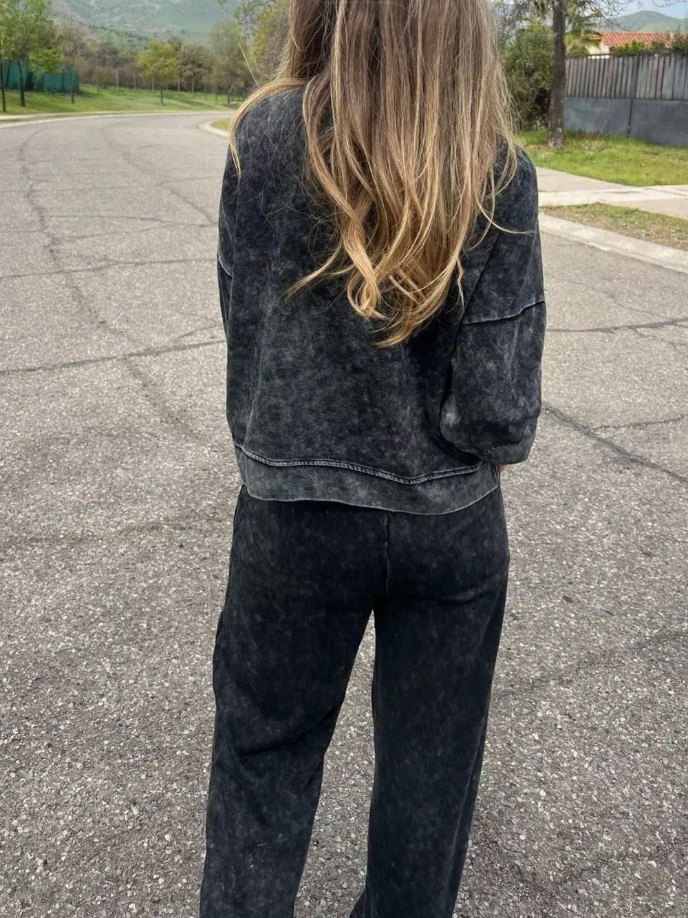 Full Size Washed Round Neck Top and Drawstring Pants Set Plus Size - Trendsi - Flyclothing LLC