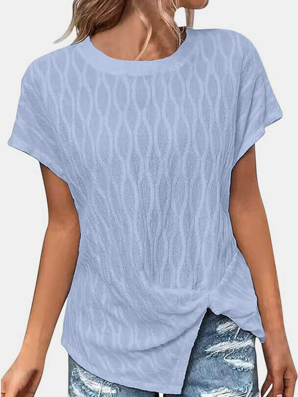 Full Size Round Neck Short Sleeve T-Shirt - Trendsi - Flyclothing LLC