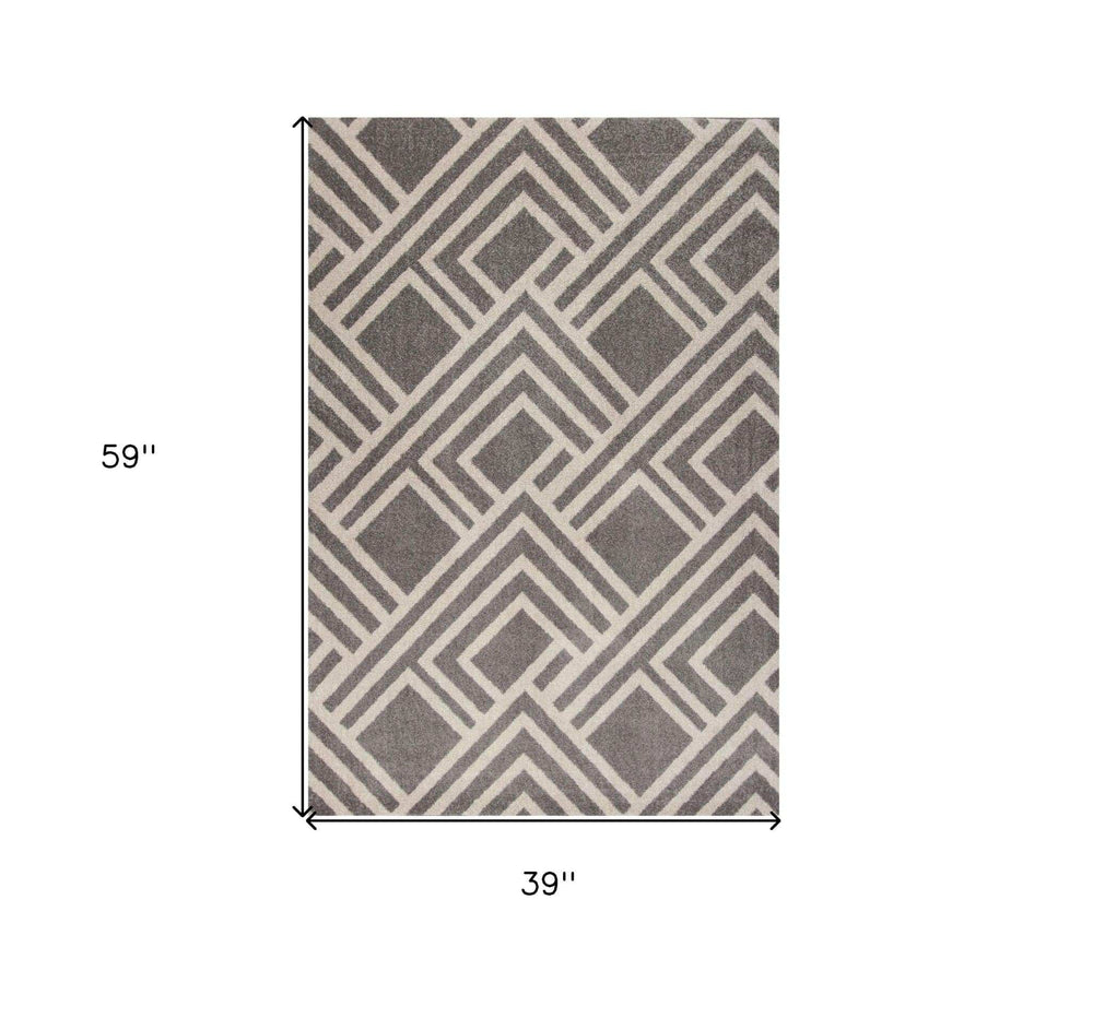3' X 5' Gray Striped Indoor Outdoor Area Rug - Homeroots - Flyclothing LLC