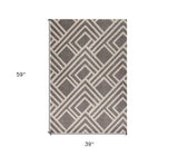 3' X 5' Gray Striped Indoor Outdoor Area Rug - Homeroots - Flyclothing LLC