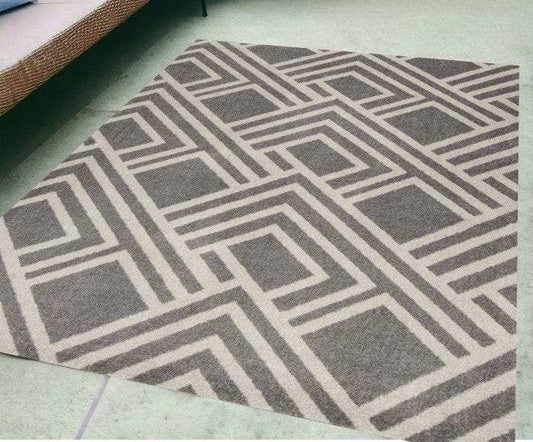 5' X 8' Gray Geometric Indoor Outdoor Area Rug - Homeroots - Flyclothing LLC
