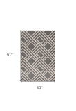 5' X 8' Gray Geometric Indoor Outdoor Area Rug - Homeroots - Flyclothing LLC