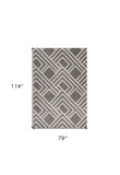 7' X 10' Gray Geometric Indoor Outdoor Area Rug - Homeroots - Flyclothing LLC