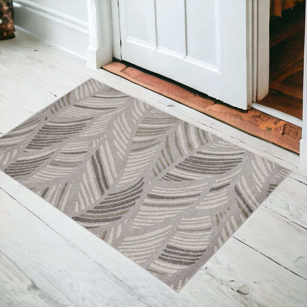 2' X 3' Gray Botanical Leaves Area Rug - Homeroots - Flyclothing LLC