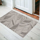 2' X 3' Gray Botanical Leaves Area Rug - Homeroots - Flyclothing LLC