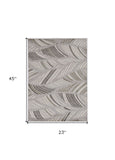 2' X 3' Gray Botanical Leaves Area Rug - Homeroots - Flyclothing LLC