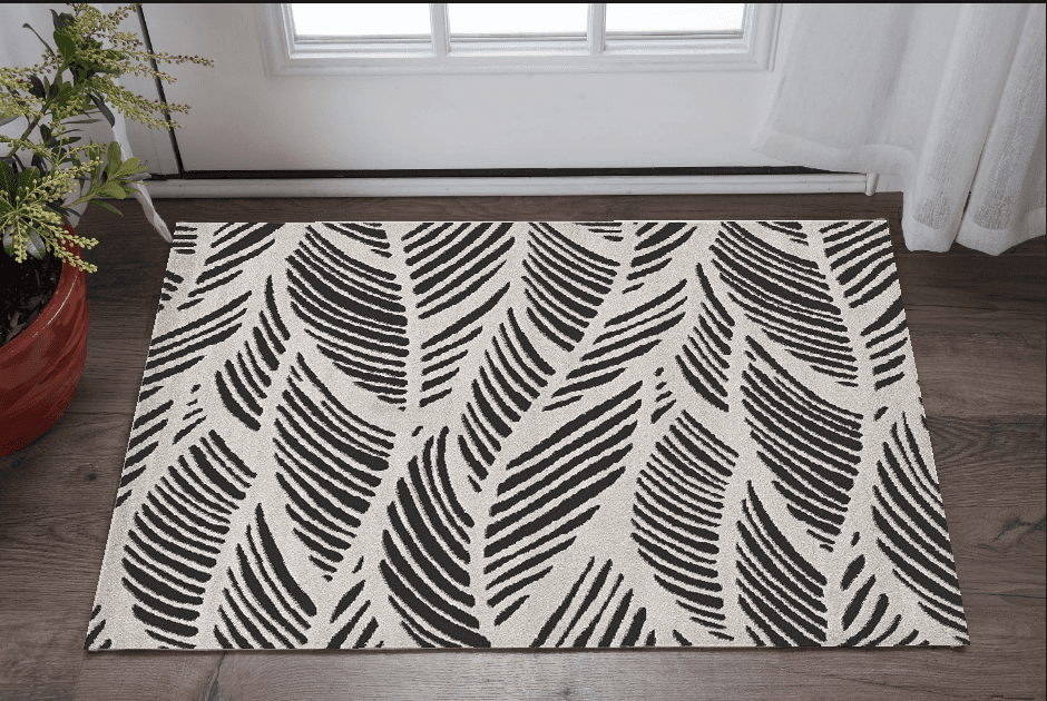 3' X 5' Black and White Floral Indoor Outdoor Area Rug - Homeroots - Flyclothing LLC