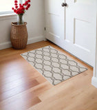 2' X 3' Sand Wavy Line Pattern Accent Rug - Homeroots - Flyclothing LLC