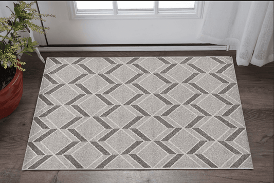 3' X 5' Gray Geometric Indoor Outdoor Area Rug - Homeroots - Flyclothing LLC