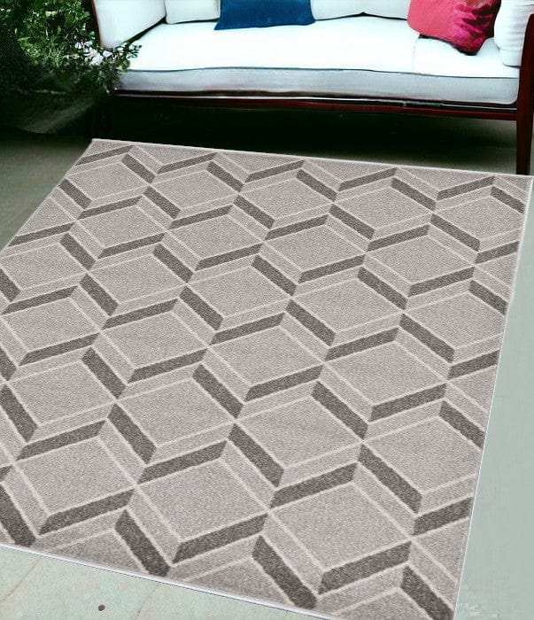 5' X 8' Gray Geometric Indoor Outdoor Area Rug - Homeroots - Flyclothing LLC
