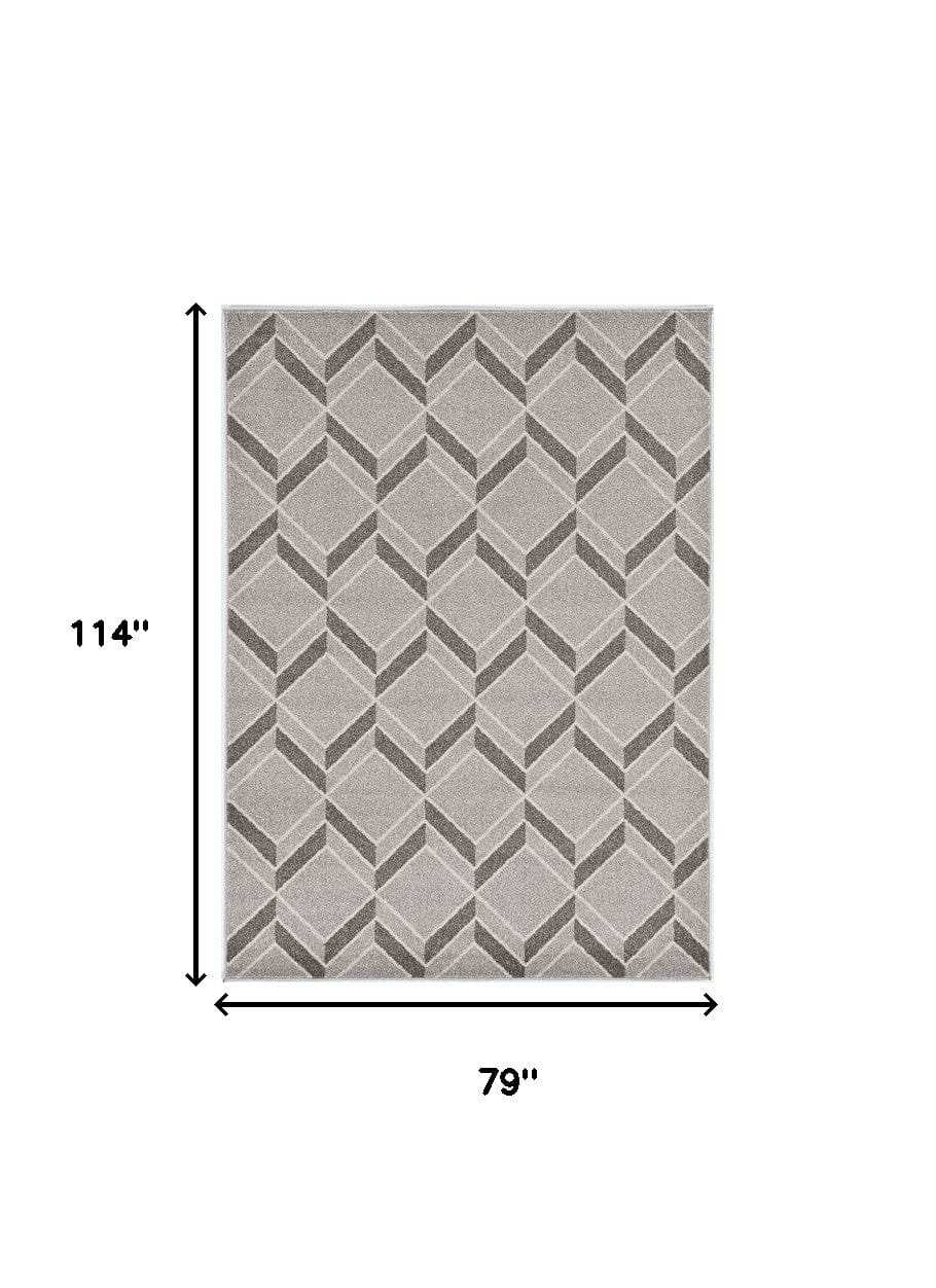 7' X 10' Gray Geometric Indoor Outdoor Area Rug - Homeroots - Flyclothing LLC