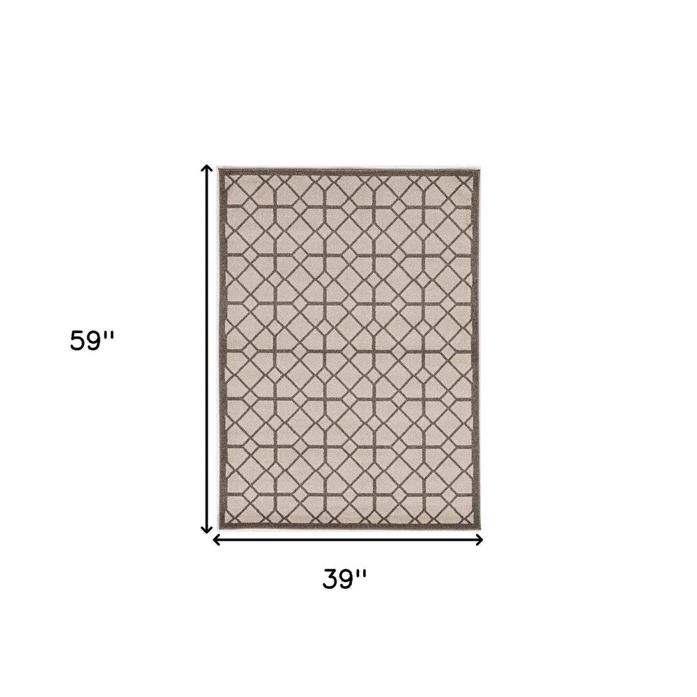 3' X 5' Ivory Or Grey Polypropylene Rug - Homeroots - Flyclothing LLC