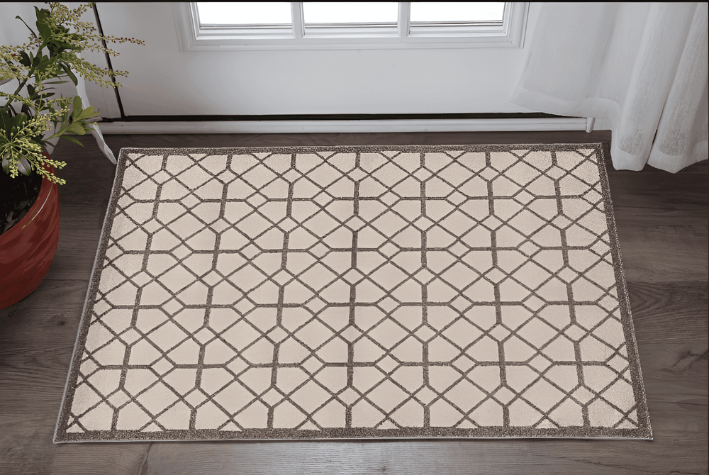 3' X 5' Ivory Or Grey Polypropylene Rug - Homeroots - Flyclothing LLC