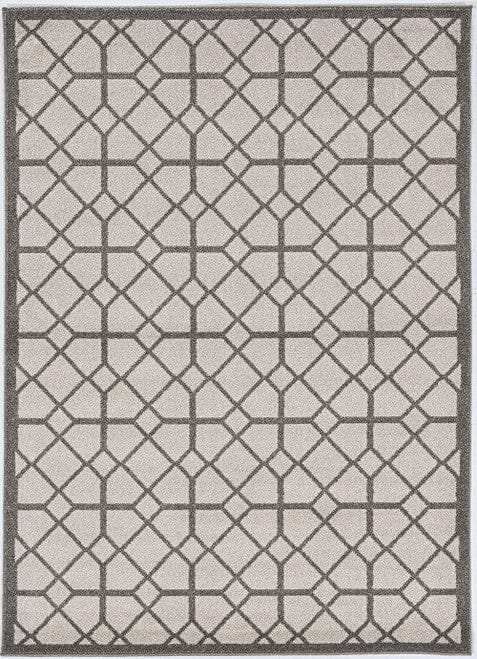 7' X 9' Ivory Or Grey Geometric Diamond Indoor Outdoor Area Rug - Homeroots - Flyclothing LLC