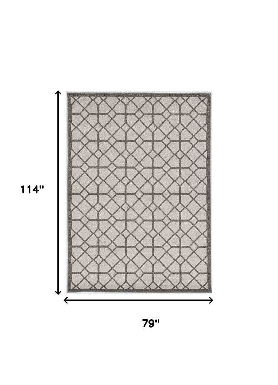 7' X 9' Ivory Or Grey Geometric Diamond Indoor Outdoor Area Rug - Homeroots - Flyclothing LLC