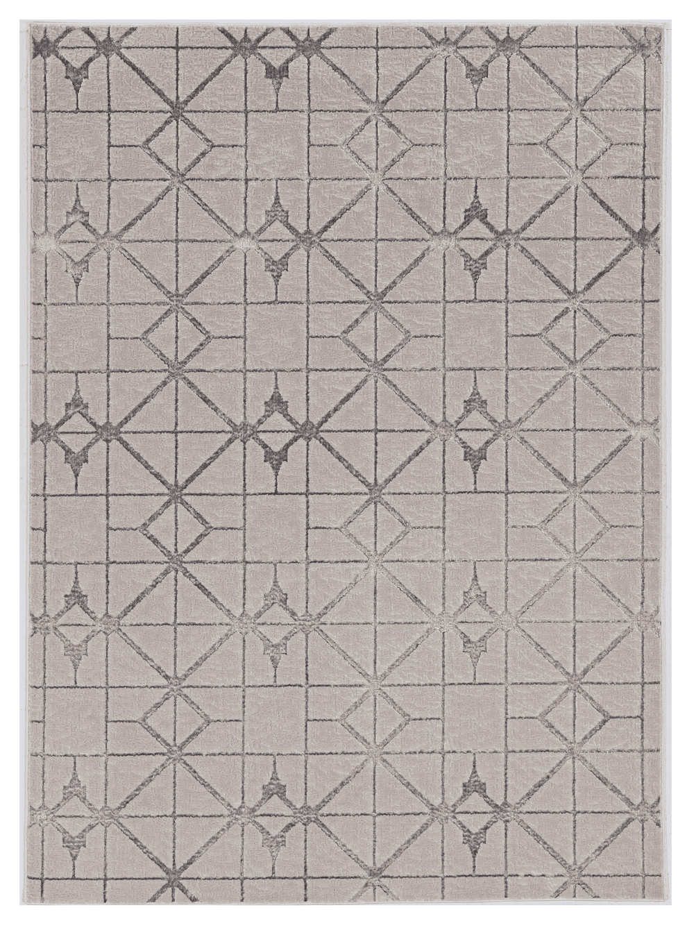 3' X 5' Gray and Ivory Geometric Area Rug - Homeroots - Flyclothing LLC