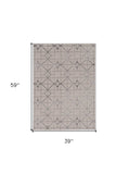 3' X 5' Gray and Ivory Geometric Area Rug - Homeroots - Flyclothing LLC