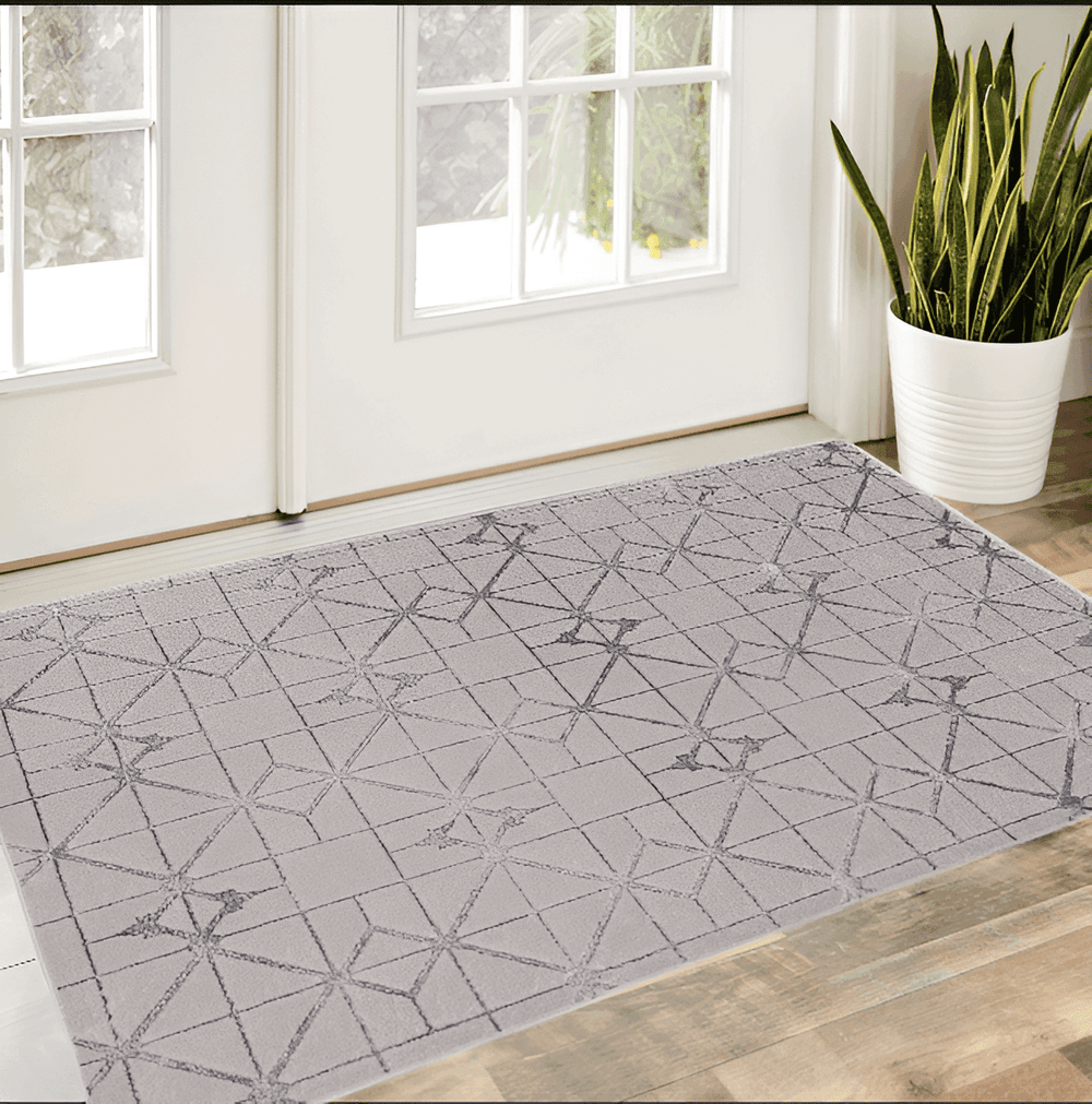 3' X 5' Gray and Ivory Geometric Area Rug - Homeroots - Flyclothing LLC
