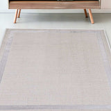 5' X 8' Ivory Silver Machine Woven Bordered Indoor Area Rug - Homeroots - Flyclothing LLC
