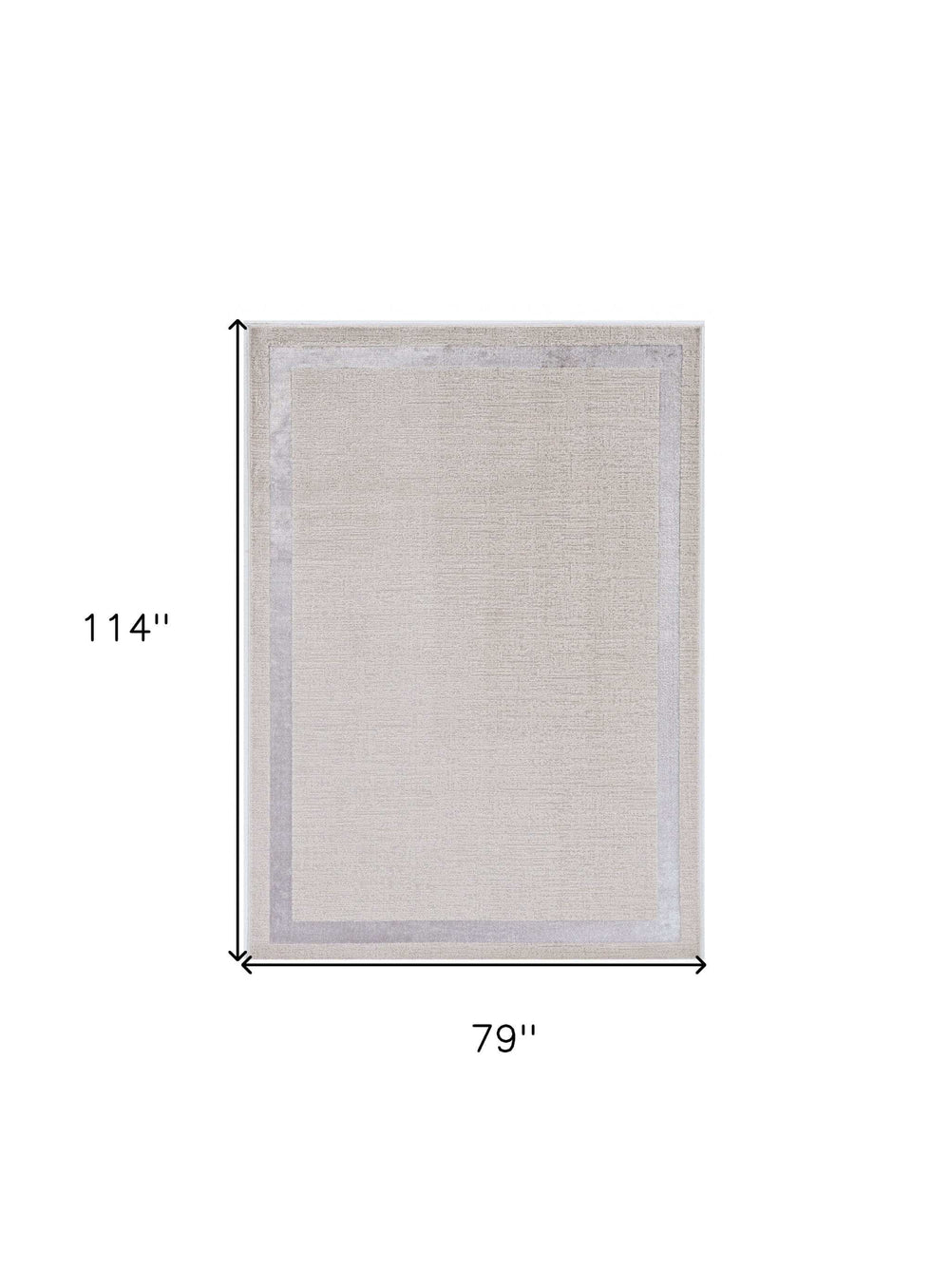 7' X 10' Ivory Silver Machine Woven Bordered Indoor Area Rug - Homeroots - Flyclothing LLC