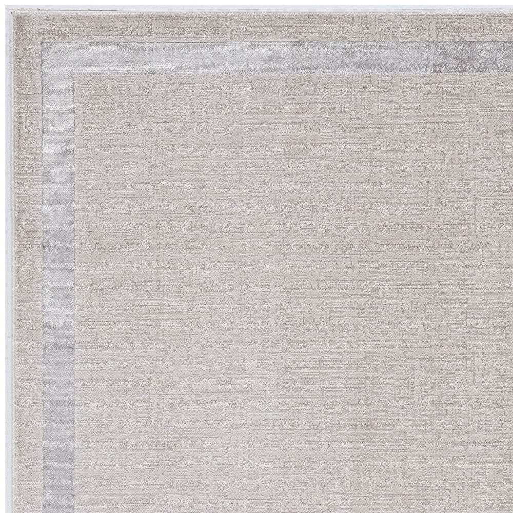7' X 10' Ivory Silver Machine Woven Bordered Indoor Area Rug - Homeroots - Flyclothing LLC