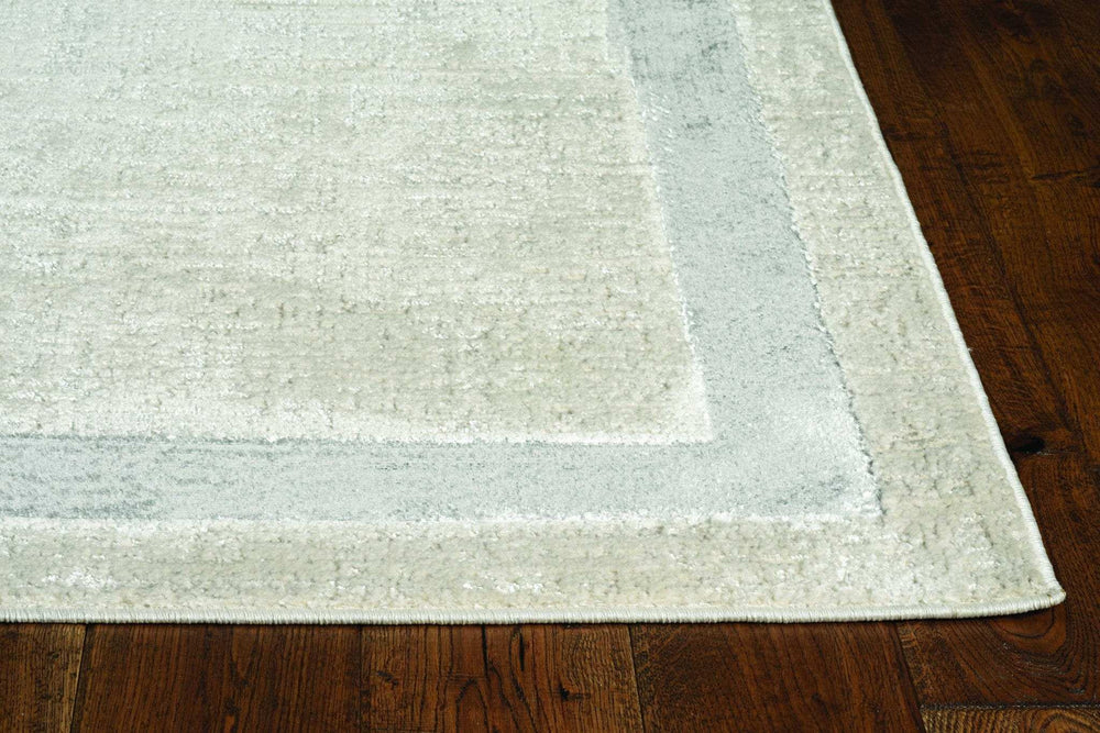 8' X 11' Ivory Silver Machine Woven Bordered Indoor Area Rug - Homeroots - Flyclothing LLC