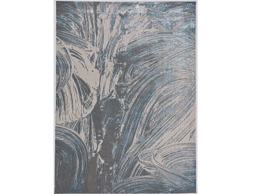 3' X 5' Silver Or Blue Abstract Brushstrokes Area Rug - Homeroots - Flyclothing LLC