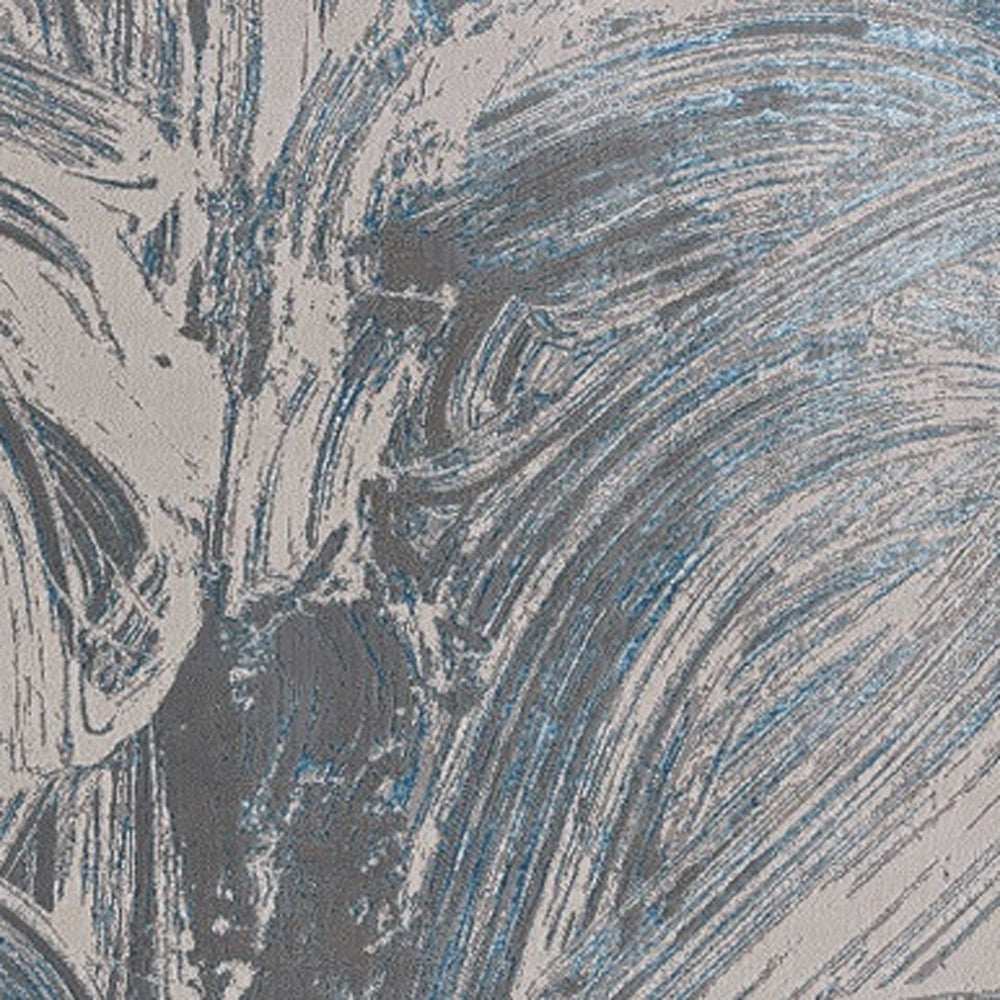 3' X 5' Silver Or Blue Abstract Brushstrokes Area Rug - Homeroots - Flyclothing LLC