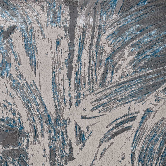 5' X 8' Silver Or Blue Abstract Brushstrokes Indoor Area Rug - Homeroots - Flyclothing LLC