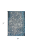 3' X 5' Blue and Silver Abstract Area Rug - Homeroots - Flyclothing LLC