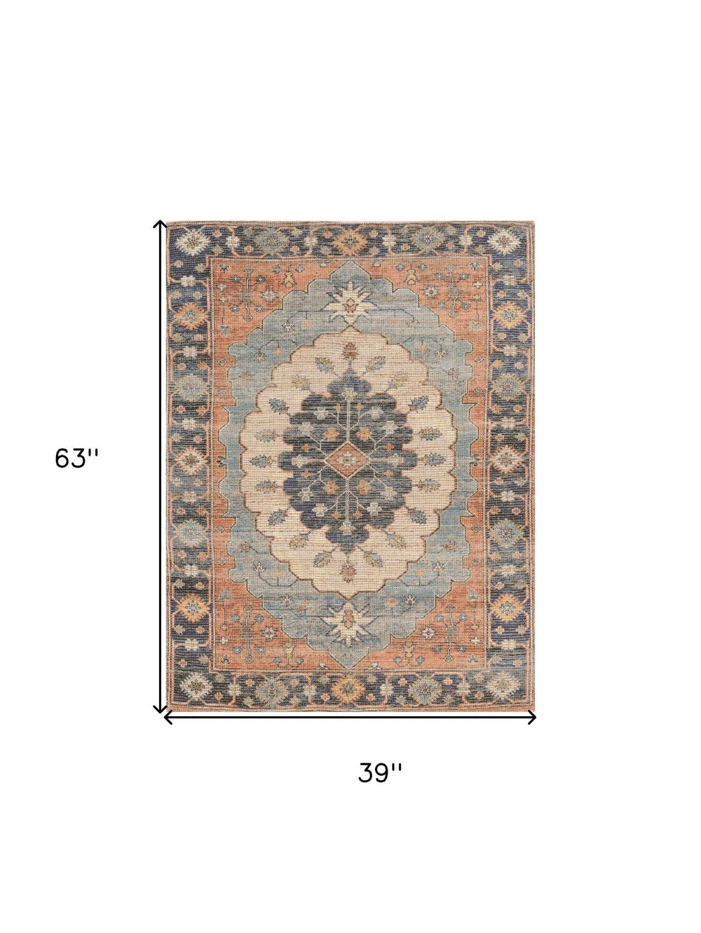 3' X 5' Blue Medallion Hand Woven Area Rug - Homeroots - Flyclothing LLC