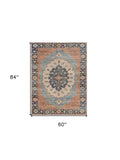 5' X 7' Blue Medallion Hand Woven Area Rug - Homeroots - Flyclothing LLC