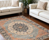 8' X 10' Blue Hand Woven Medallion Indoor Area Rug - Homeroots - Flyclothing LLC