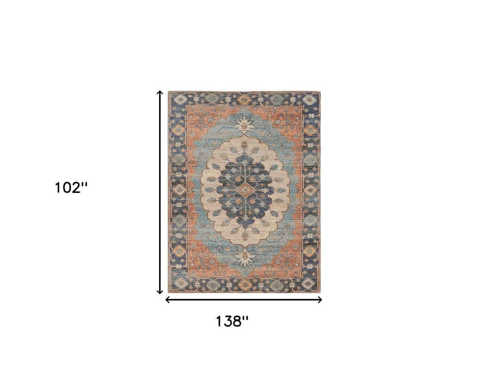 7' X 12' Blue Hand Woven Traditional Medallion Indoor Area Rug - Homeroots - Flyclothing LLC
