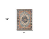 7' X 12' Blue Hand Woven Traditional Medallion Indoor Area Rug - Homeroots - Flyclothing LLC
