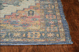 2' X 4' Blue and Ivory Medallion Hand Woven Distressed Area Rug - Homeroots - Flyclothing LLC
