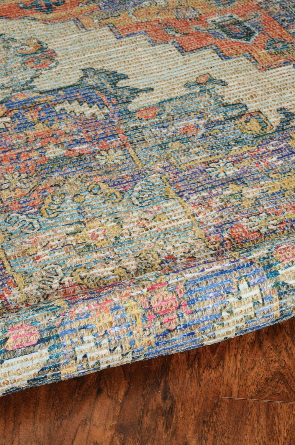 2' X 4' Blue and Ivory Medallion Hand Woven Distressed Area Rug - Homeroots - Flyclothing LLC