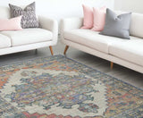 8' X 10' Blue Orange Hand Woven Diamond Medallion Indoor Area Rug - Homeroots - Flyclothing LLC