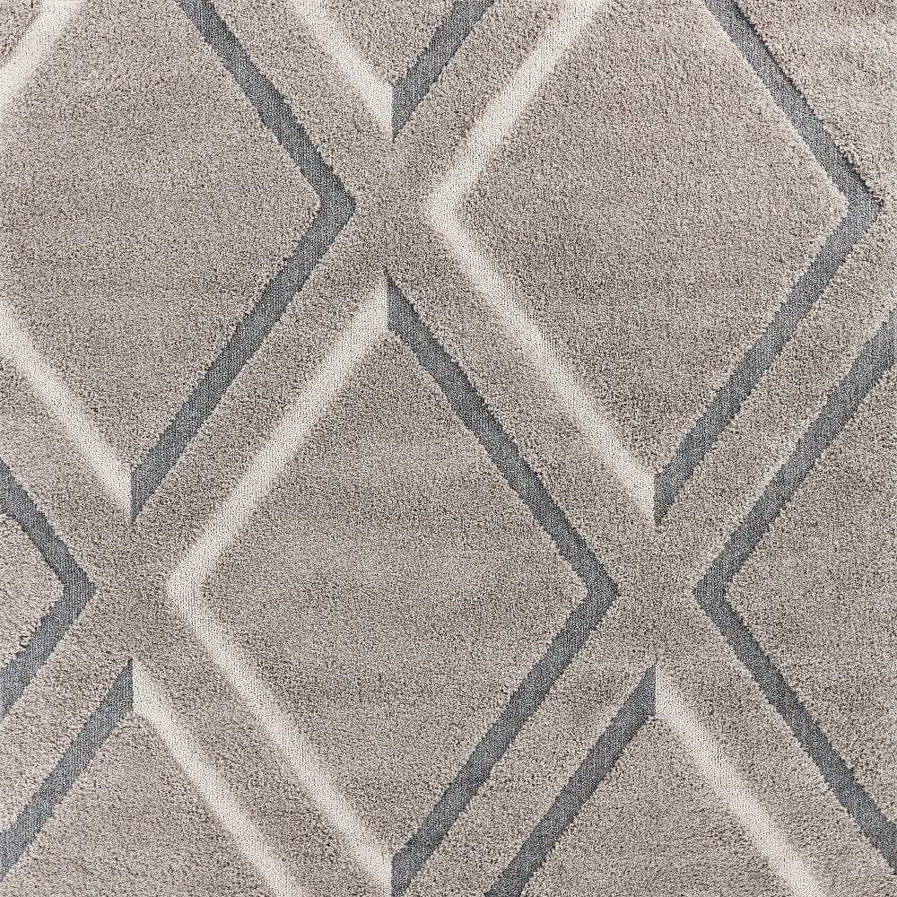 3' X 5' Gray Ivory and Teal Geometric Shag Area Rug - Homeroots - Flyclothing LLC