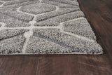 3' X 5' Gray Dark Gray/Teal and Ivory Geometric Shag Area Rug - Homeroots - Flyclothing LLC