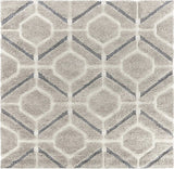 3' X 5' Gray Dark Gray/Teal and Ivory Geometric Shag Area Rug - Homeroots - Flyclothing LLC