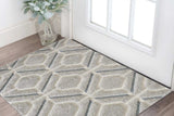 3' X 5' Gray Dark Gray/Teal and Ivory Geometric Shag Area Rug - Homeroots - Flyclothing LLC