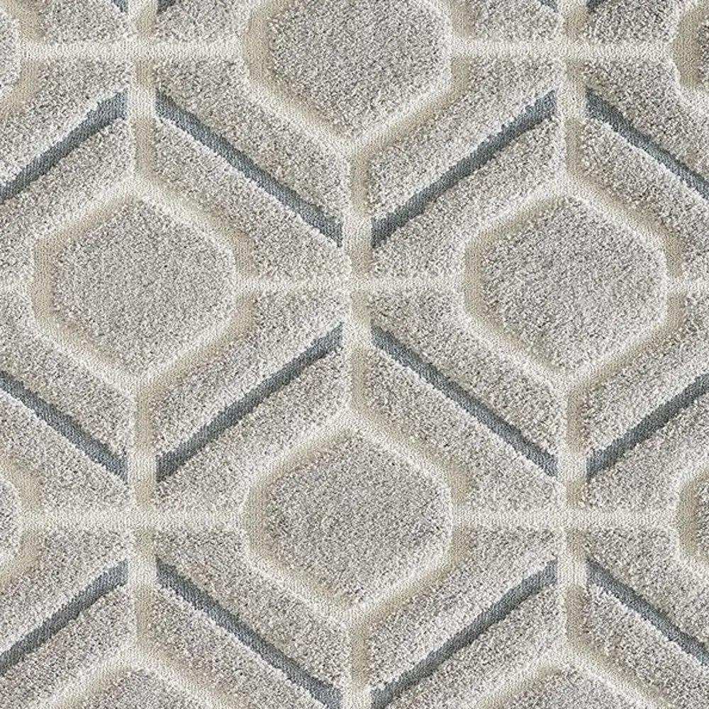 3' X 5' Gray Dark Gray/Teal and Ivory Geometric Shag Area Rug - Homeroots - Flyclothing LLC