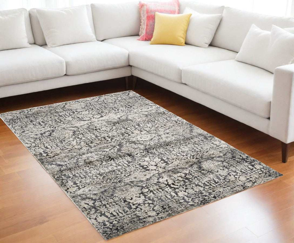 9' X 13' Gray Floral Area Rug - Homeroots - Flyclothing LLC