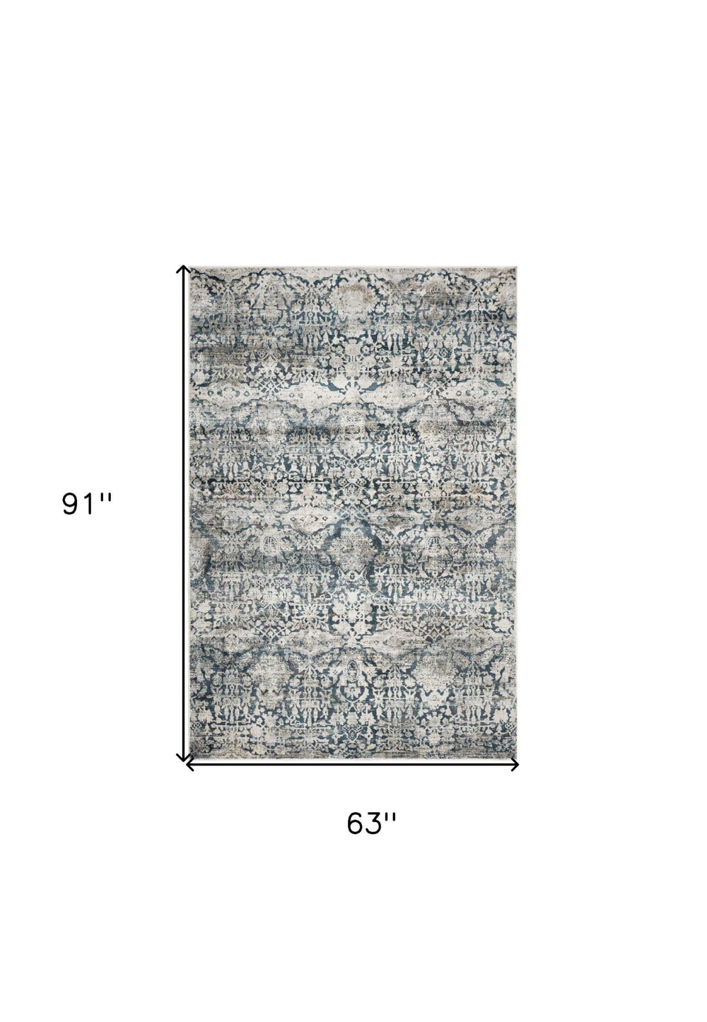 5' X 8' Teal Floral Area Rug - Homeroots - Flyclothing LLC